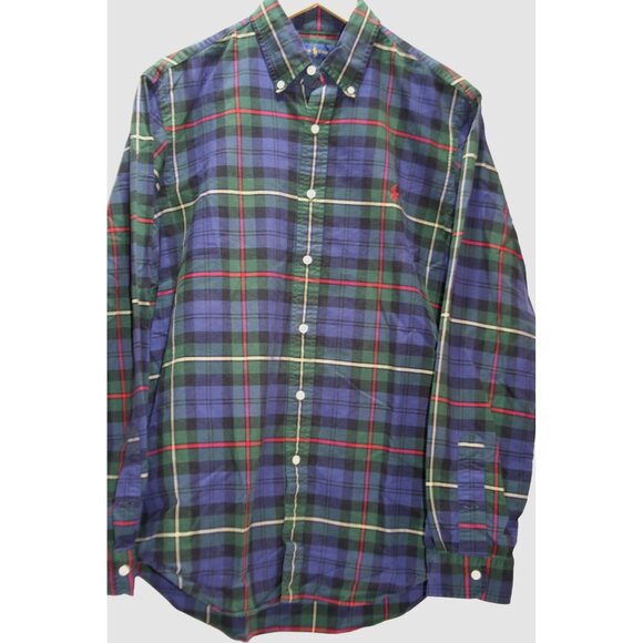 Ralph Lauren Other - Ralph Lauren Blue Green Plaid Button‑Down Shirt Mens M Red Pony Classic Preppy